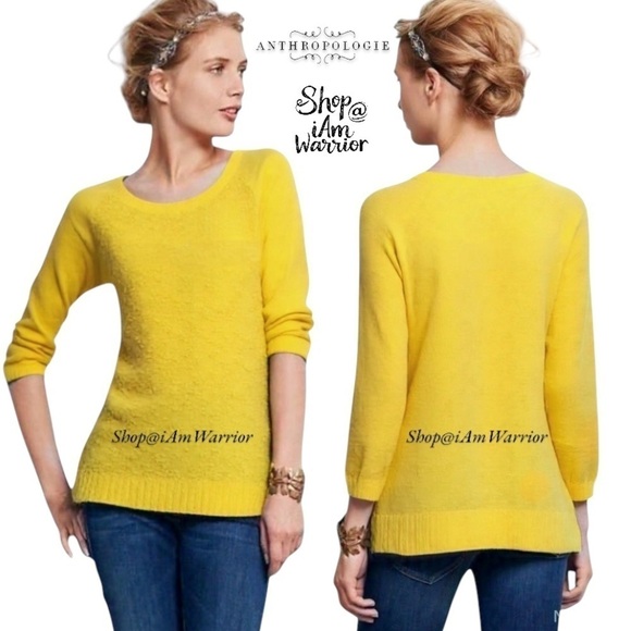 Anthropologie Little Yellow Bird citron textured pullover *shop@iamwarrior - Picture 1 of 9